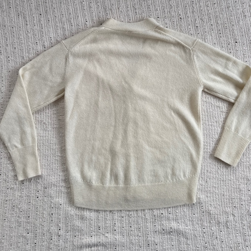 NWOT 100% Lambswool V-Neck Cardigan in Off-White - Size XS/S Button up - Picture 3 of 11